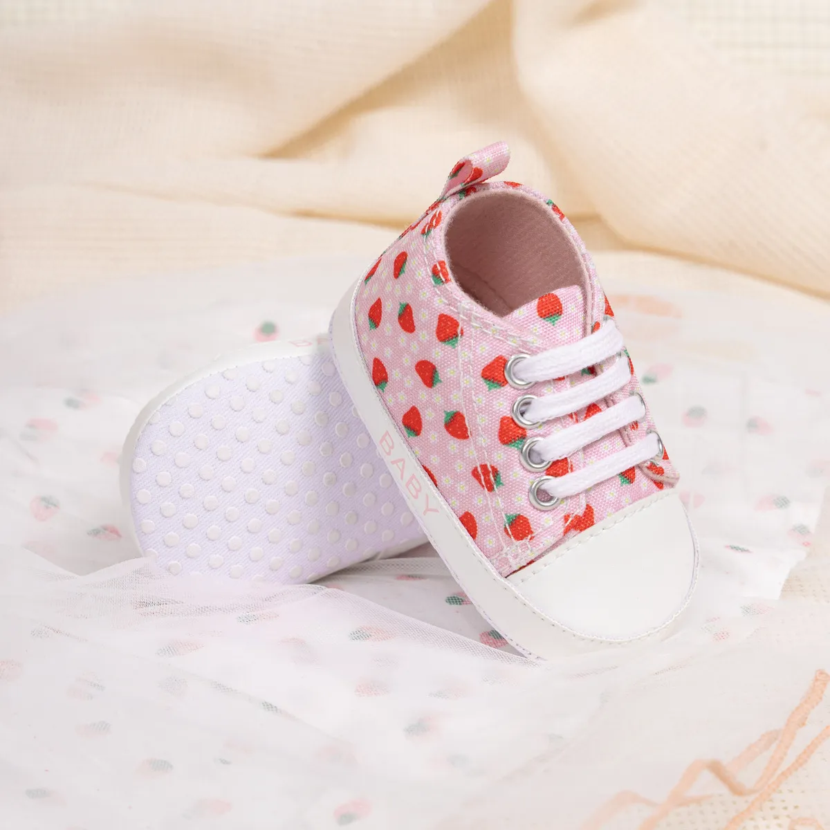 Heißer Verkauf Infant Erdbeere Mädchen Baby Casual Kidsnest High Top Rutschfeste Unterseite Weiche Sohle Kleinkind Krippe Schuhe_voghion.com