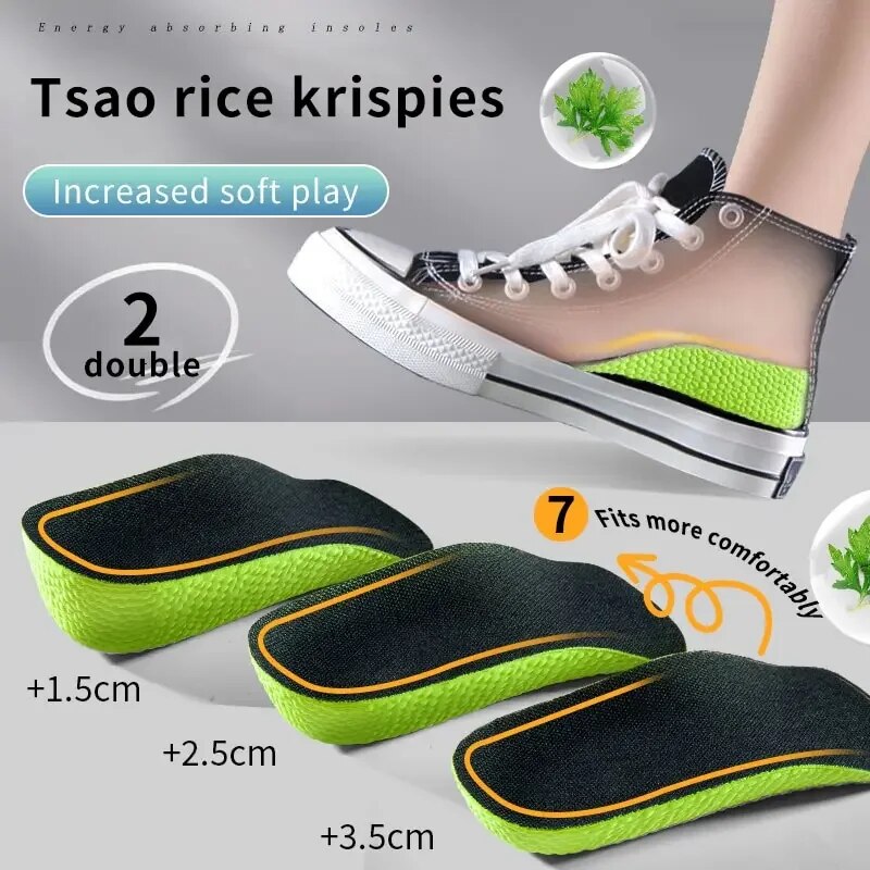 1 paio di solette ortopediche per aumentare l'altezza delle scarpe da uomo e da donna, per piedi piatti, con supporto dell'arco plantare, per scarpe da ginnastica, con rialzo per il tallone e mezza scarpa._voghion.com