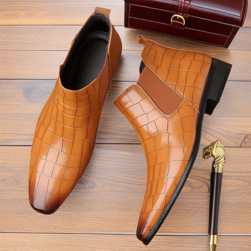 Men’s Chelsea Boots Square Head Shoes Men’s Shoes Cowboy Boots Vintage Martin Boots Men’s