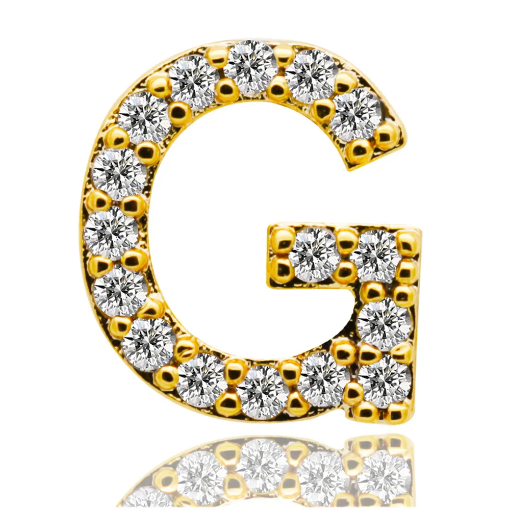 Weißgold Iced Out A-Z Custom Letter Grillz Volldiamant DIY Fang Grills Untere Zahnkappe Hip Hop Dental Mund Zähne_voghion.com