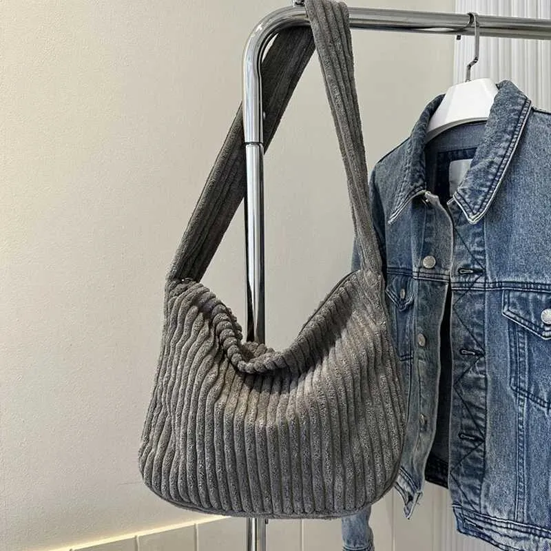 Borsa da designer Design semplice Borsa a tracolla in velluto a coste tinta unita Portafoglio e borsa a mano casual da donna_voghion.com