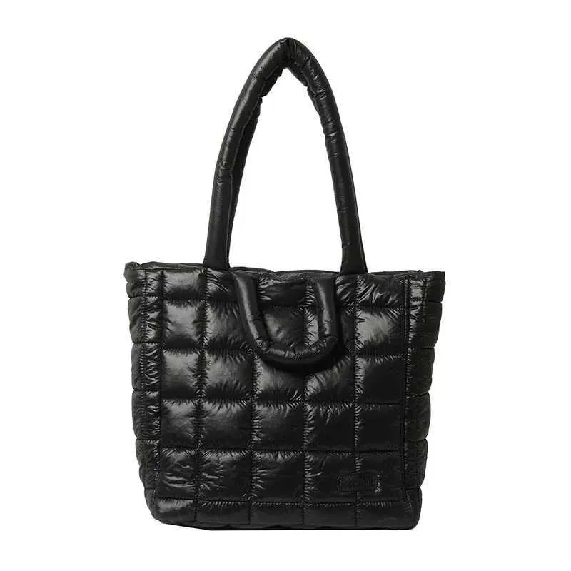 Geantă de umăr pufoasă de designer pentru femei, geantă de lenjerie de pat, bumbac cu puf, capacitate mare, geantă de cumpărături de iarnă Y241115_voghion.com