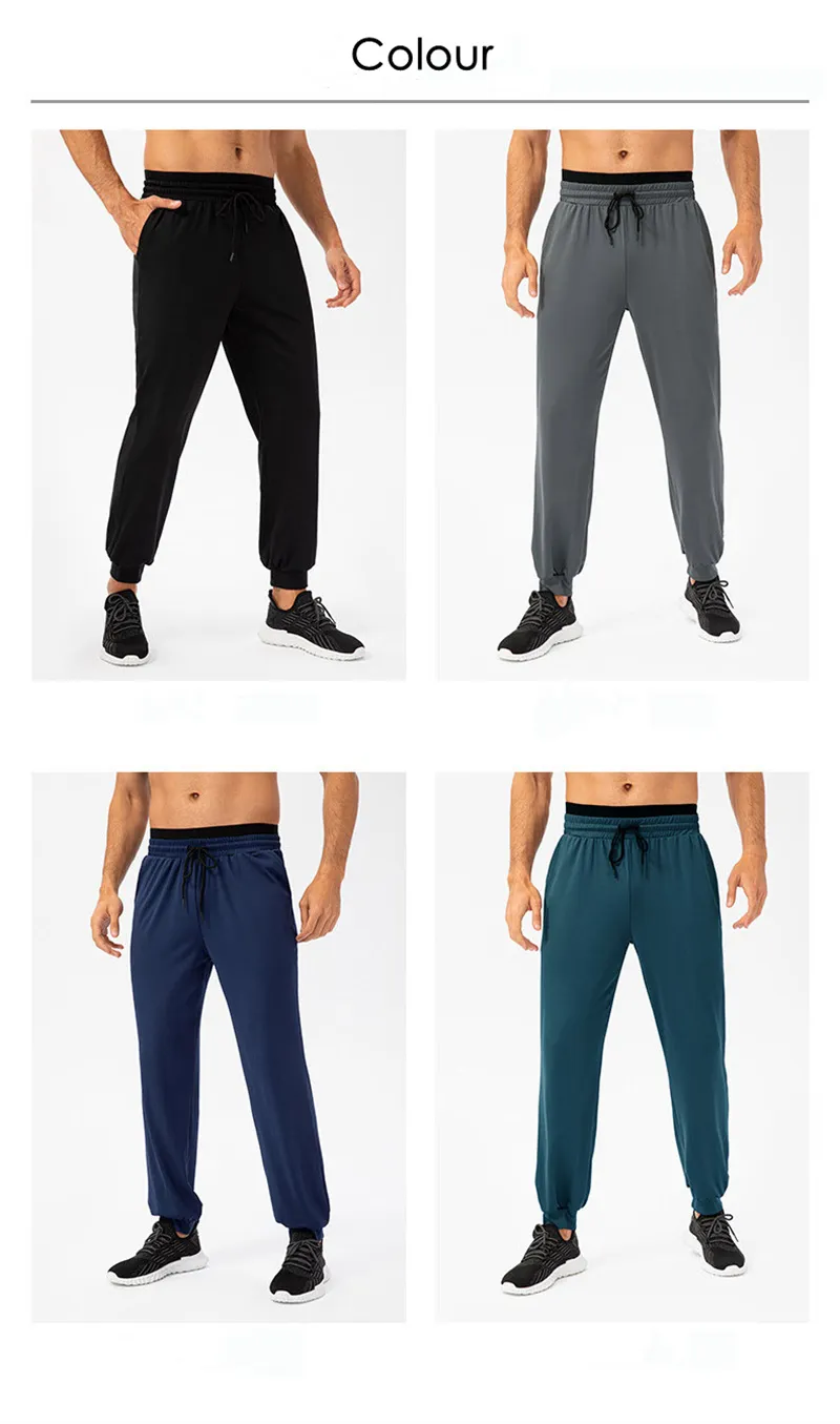 Men Jogger Long Pants Sport Yoga Outfit Quick Dry Drawstring Gym Pockets Sweatpants Trousers Men's Casual Elastic Waist_voghion.com
