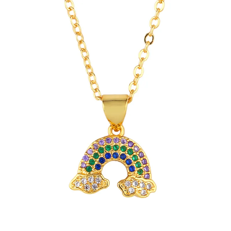 Collar con colgante de mal de ojo, circonita cúbica colorida, collares de moda para mujeres y niñas, gargantilla chapada en oro con circonita cúbica_voghion.com