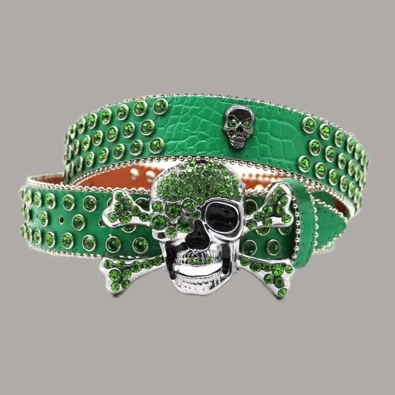 Designer di ciondoli per donna a forma di teschio fibbia liscia marrone argento prezioso ceinture homme alta qualità strass signore bb_voghion.com