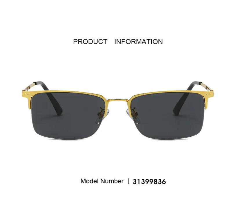 metal Frame Rectangle Eyeglass Gentlemens Business Men Half-frame Diaosi Sunglasses Can Be Matched With Myopia Optical_voghion.com