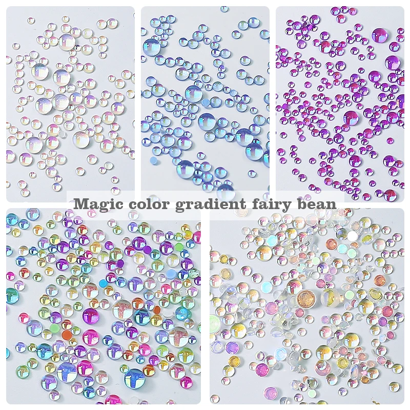 Arte Clavo Magic Color Mermaid Round Glass Crystal Bead Used for Nail Art Microbeads 3D Flat Back Nail Art Decoration Accessory_voghion.com
