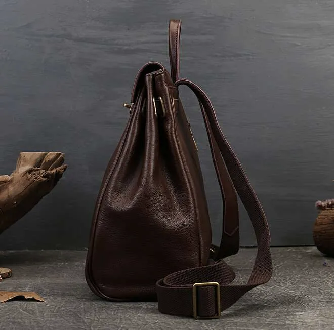 Sac à dos en cuir pour femme, sac de grande capacité, design rétro, tendance, loisirs, cuir de vache_voghion.com