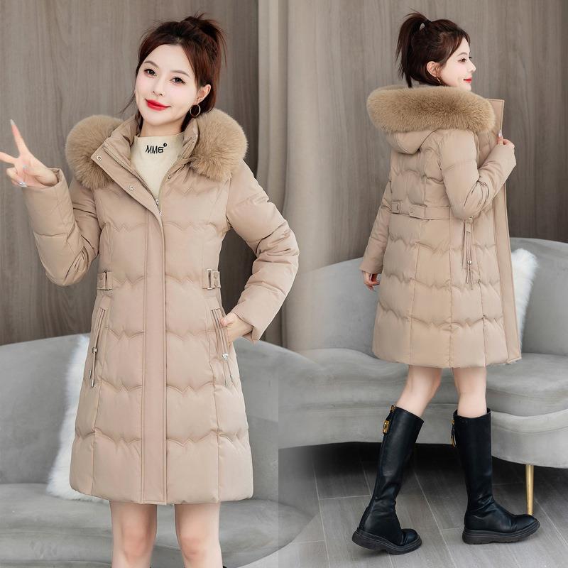 Elegant Winter Coat With Drawstring Waist, Hooded Long Padded Jacket For Women – Slim Fit, Plus Size, Warm & Stylish