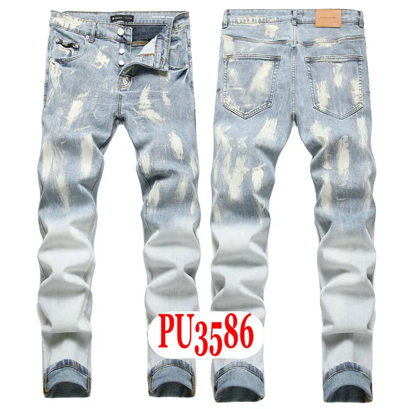 New JEANS Chino Pants Pant Men's Trousers Stretch Close-fitting Slacks Washed Straight Skinny Embroidery Patchwork_mkmklike.com