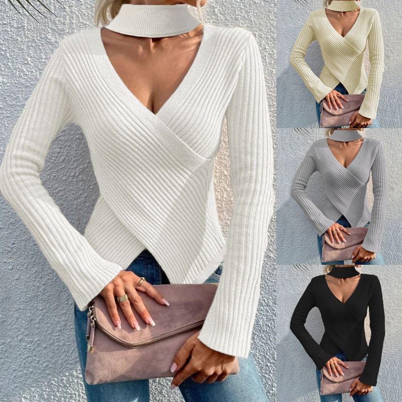 Maglieria da donna con scollo all'americana e scollo a V_voghion.com