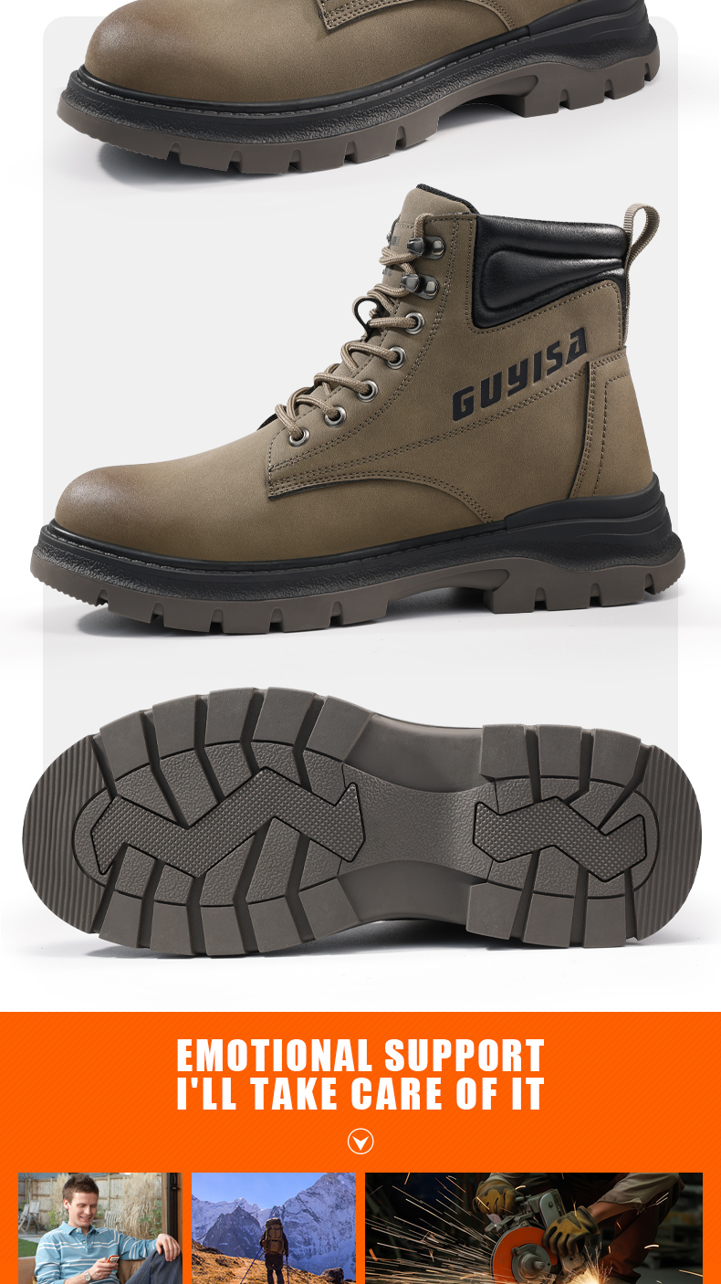 GUYISA Scarpe antinfortunistiche alte con punta in acciaio, impermeabili, antiscivolo, verde oliva 39-45 F063_voghion.com