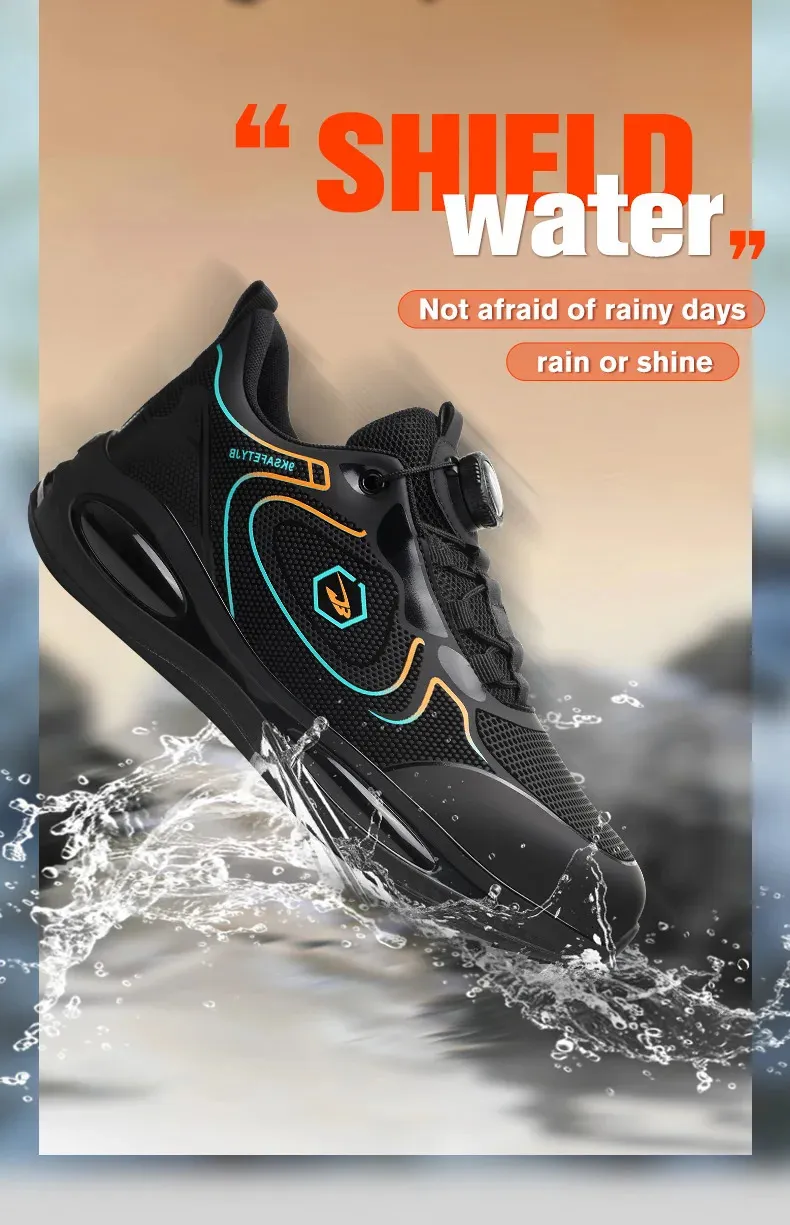 Chaussures de sécurité imperméables pour hommes, bout en acier, protection à coussin d'air et bouton rotatif, pointure 47/48, 250402_voghion.com