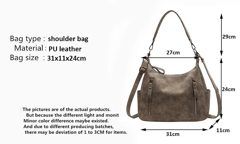 Borsa a tracolla singola da donna con tracolla obliqua di design Borse di grande capacità Hobo retrò in pelle PU opaca_voghion.com