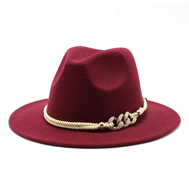 Blackwhite Wide Brim Simple Top Panama Solid Felt Fedoras Hat for Men W_voghion.com