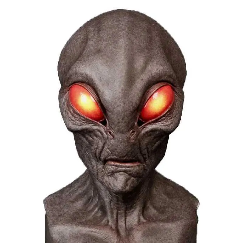Masque d'Halloween en latex avec grands yeux horribles, OVNI, visage complet, effrayant, horreur, tête d'alien, masques pour adultes, accessoires de fête de monstre, cosplay_voghion.com