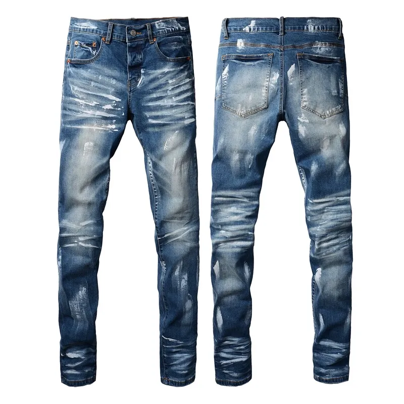 Pantaloni da uomo Jeans viola Jeans firmati in denim Pantaloni da uomo neri di alta qualità Jeans da motociclista strappati retrò dritti slim_voghion.com