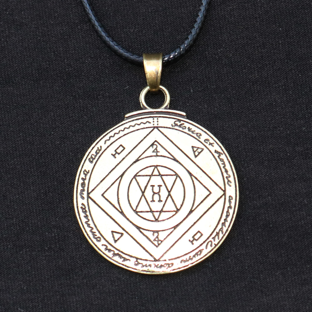 Viking amulet necklace Solomon pentagram sealed pendant pagan witchcraft jewelry_voghion.com