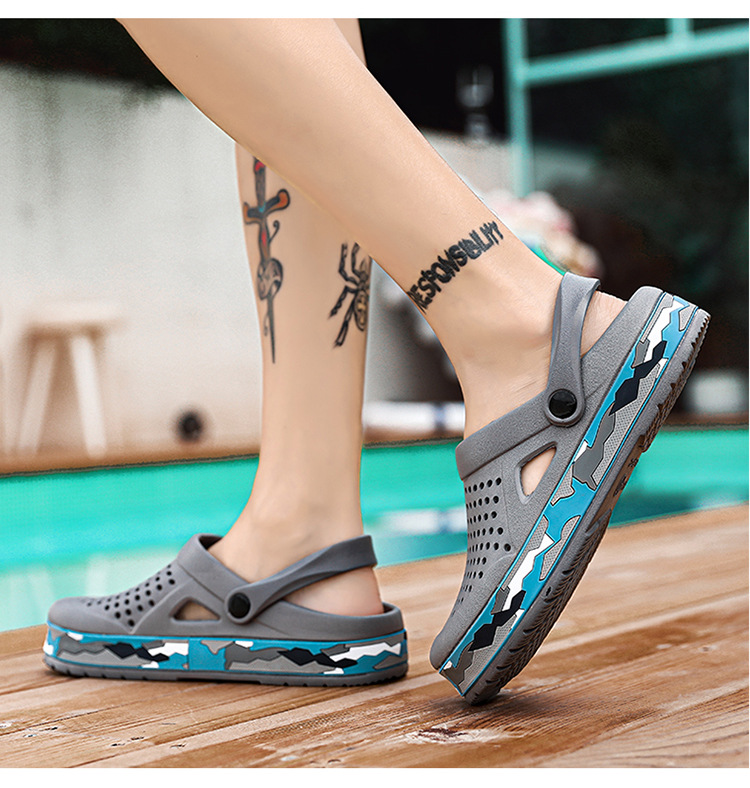 0916 Summer Beach Hole Fashion Trend Two Wear Men's Sandals Camo Shoes_voghion.com