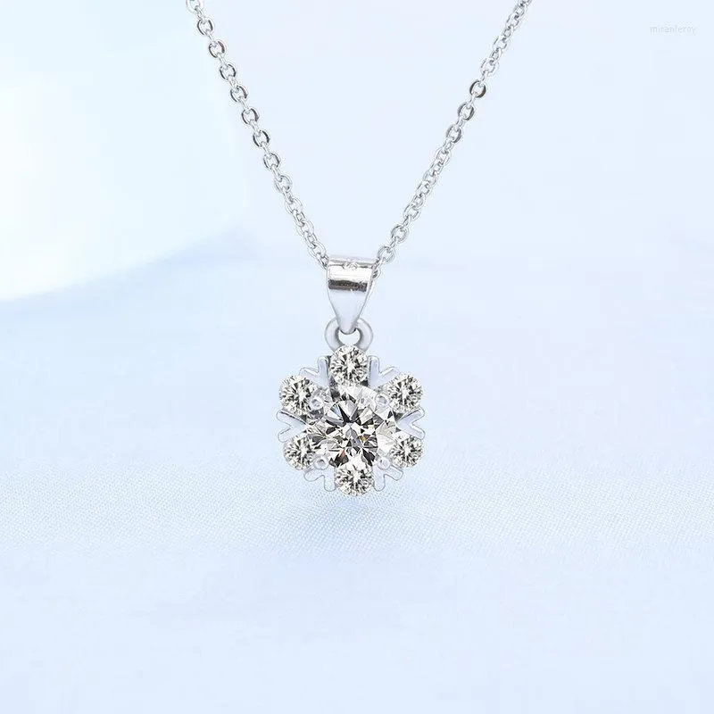 Colares com pingentes genuínos em prata esterlina com padrão de floco de neve colar feminino estilo coreano acessório de joias finas_voghion.com