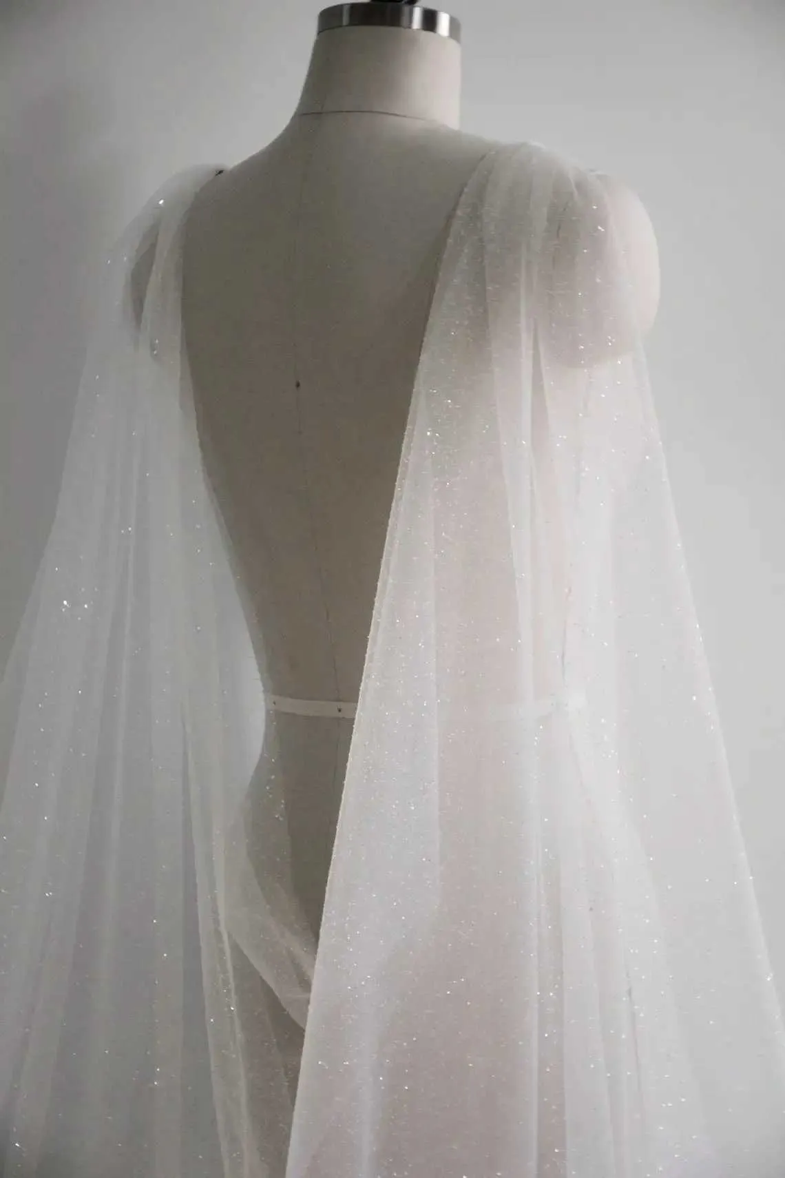Bridal Cape Veil With Sequins For Women Elegant Wedding Shawl_voghion.com
