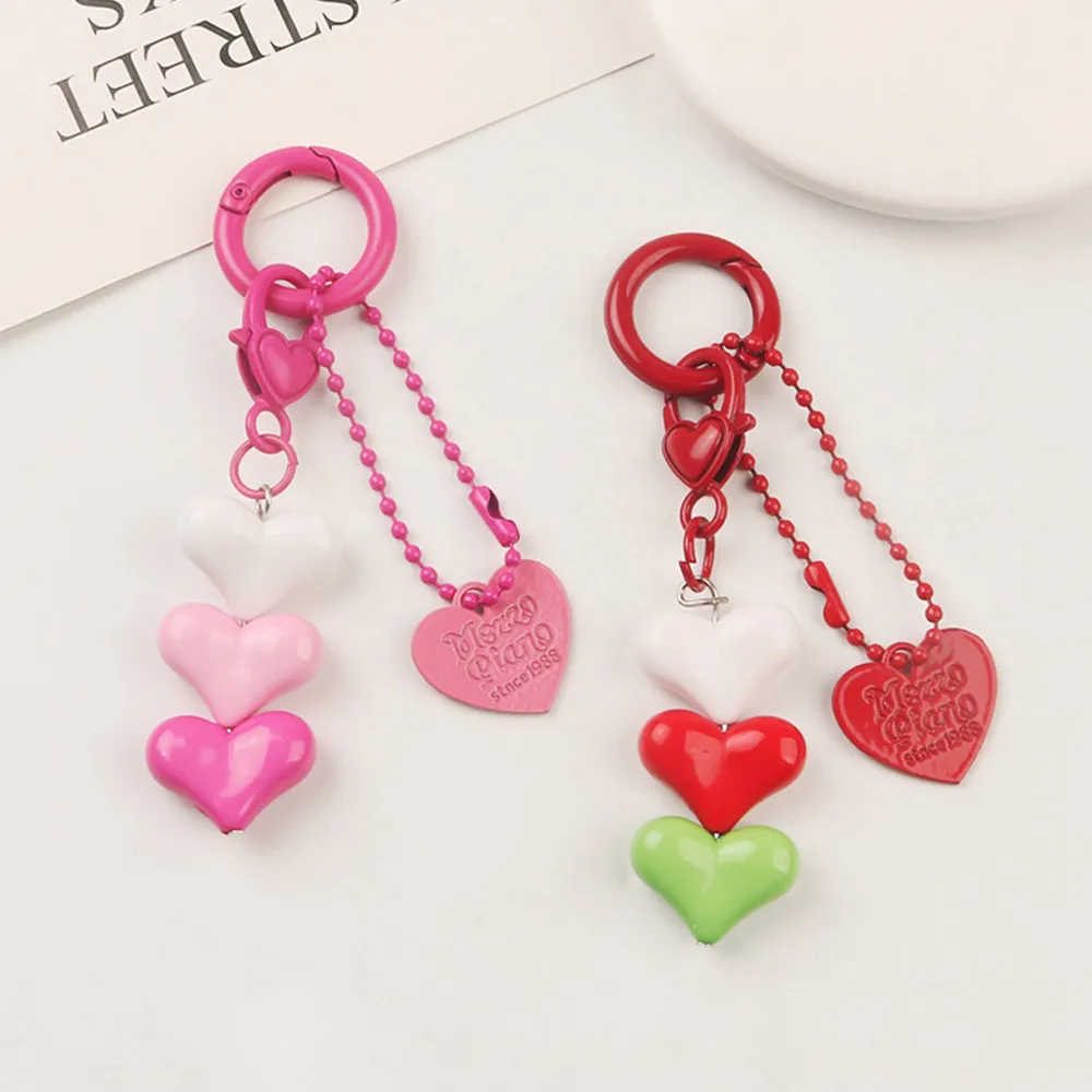 Catene per cellulare con ciondolo a forma di cuore 3D coreano, carine, per donne, portachiavi, dolce, color caramella, decorazione, gioielli_voghion.com