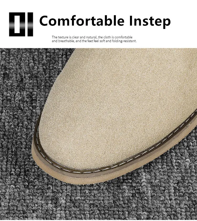Chaussures en cuir suédé kaki de Style britannique bottines en dentelle confortables hommes Botas Para Hombre 250425_voghion.com
