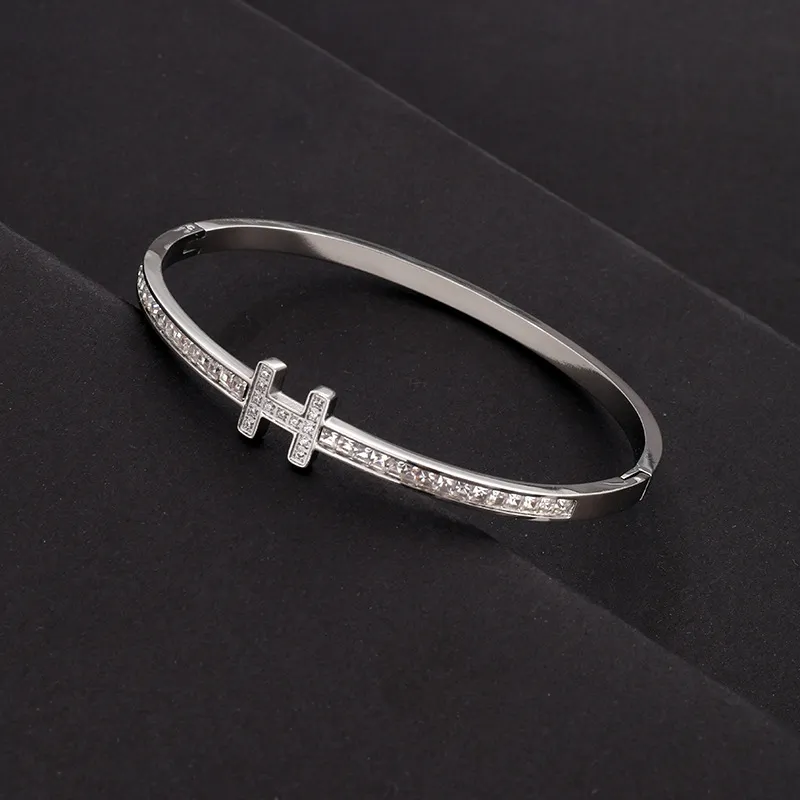 Bangle Stainless Steel Sparkling Zircon Bracelet For Women And Men Jewelry Gifts_voghion.com