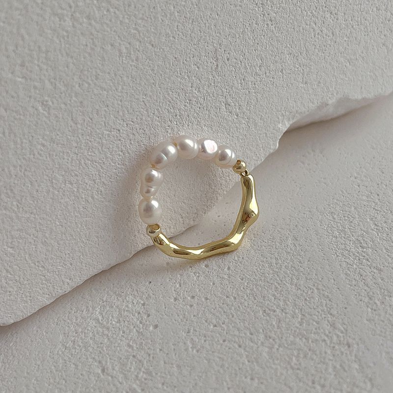 Baroque Style Geometric Pearl Handmade Rings 1 Piece_voghion.com