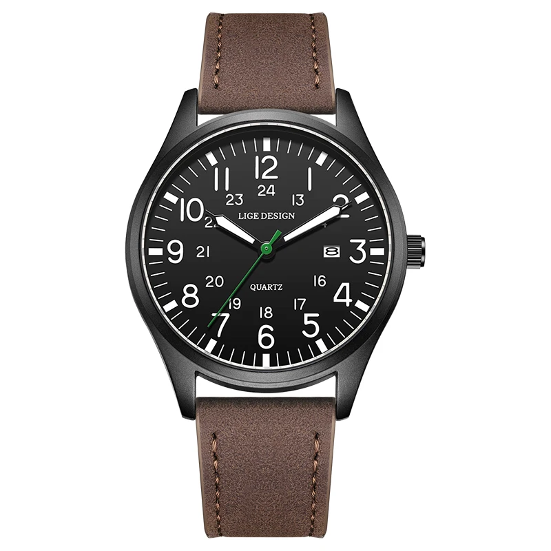 Men's Military Quartz Watch With Date And Leather Nylon Strap_voghion.com