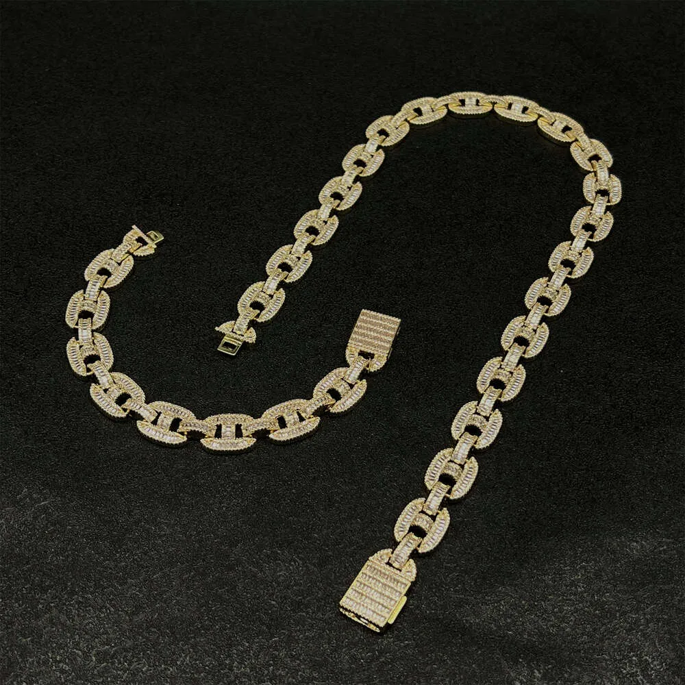 Collana di gioielli hip-hop in argento sterling Sier con catena a maglie cubane in moissanite ghiacciata per rapper_voghion.com
