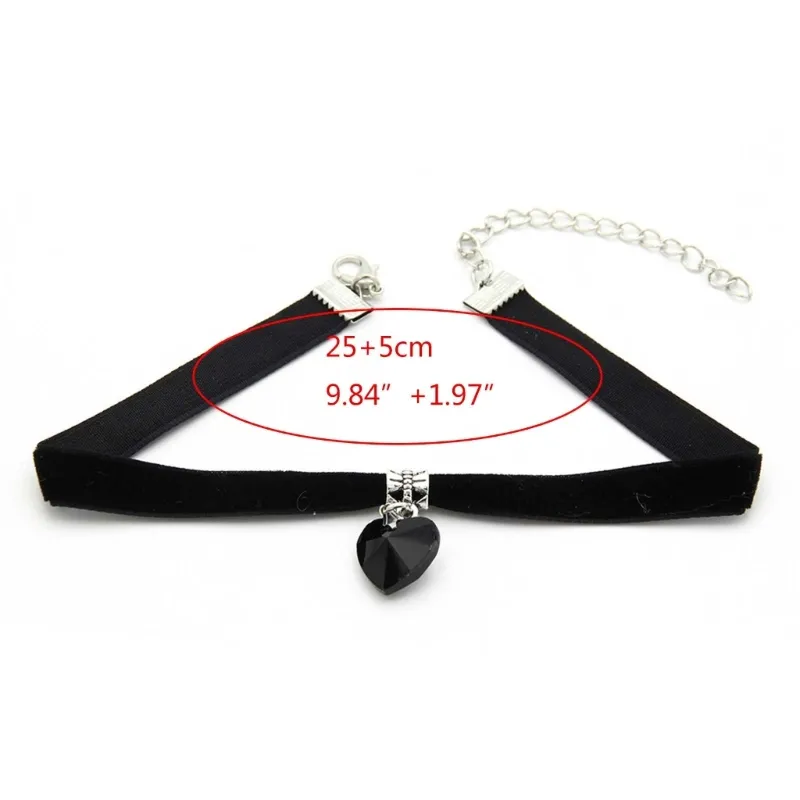 Kristall Herz Choker Halskette Damen Punk Statement Schmuck_voghion.com