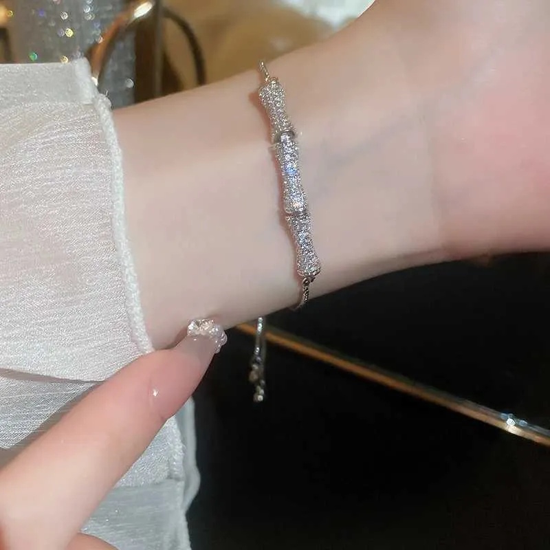Rhinestone Crystal Bracelet Bamboo Joint Bangle For Wedding Jewelry_voghion.com