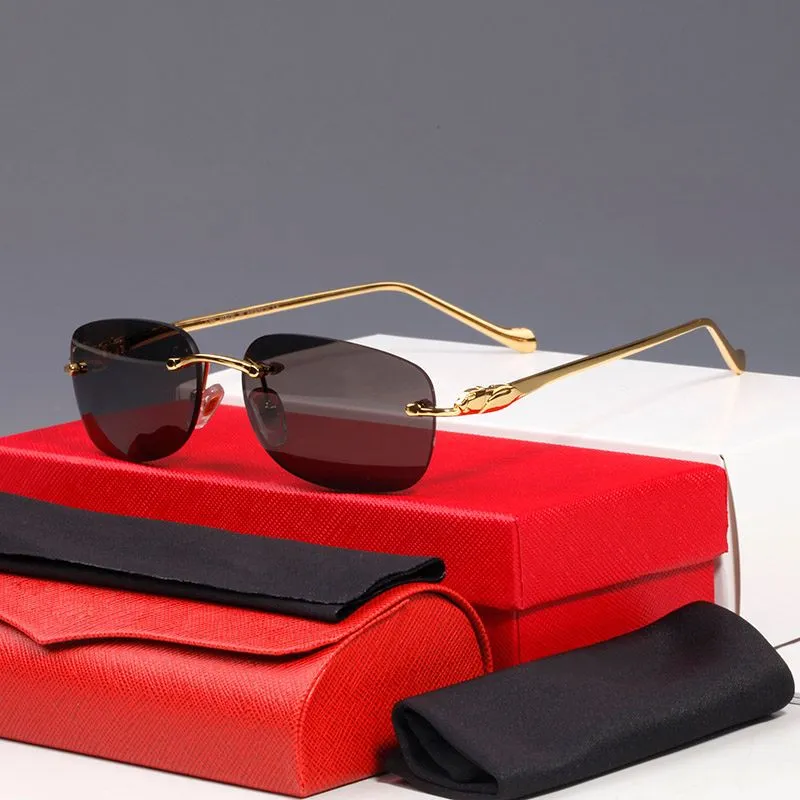 Designer Sunglasses For Men Rectangle Metal Frame Gold Eyewear_voghion.com