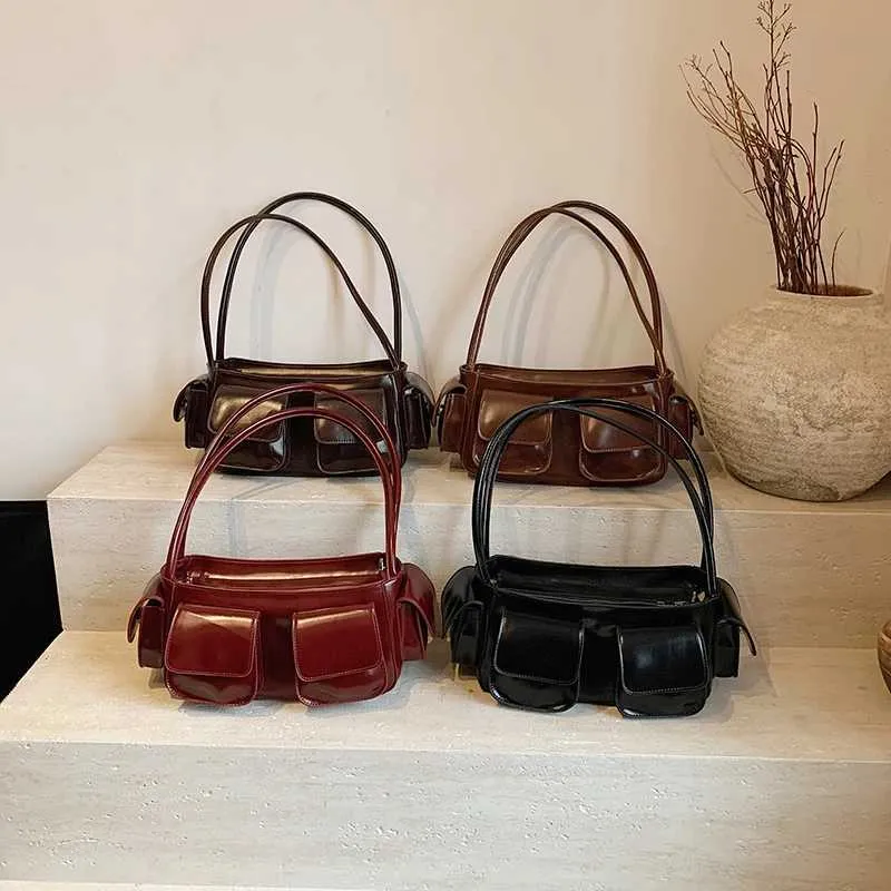 LEFTSIDE Petit sac à bandoulière en cuir PU à double poche pour sous-vêtements 2024 Y2K Nouveau sac à main et portefeuille pour femme Y241216_voghion.com