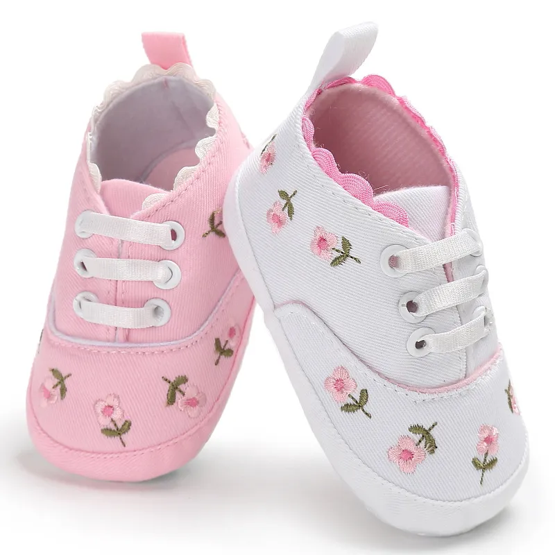 Mic copil mic copil fete brodate cu talpă moale pătuț prințesă primii pași Cutefeet pantofi de pânză cauzali_voghion.com