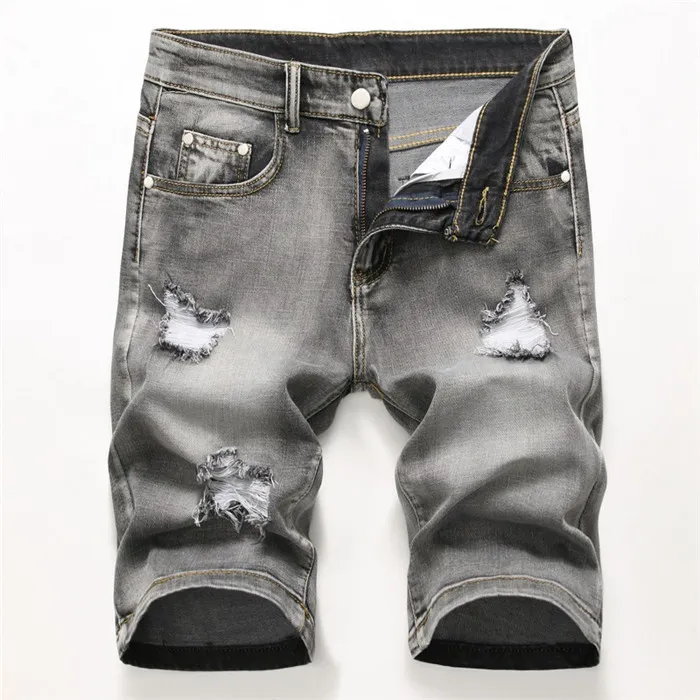 Summer Denim Shorts Male Jeans Men Jean Bermuda Skate Board Harem Mens Jogger Ankle Ripped Wave 38 40 42 220715_voghion.com