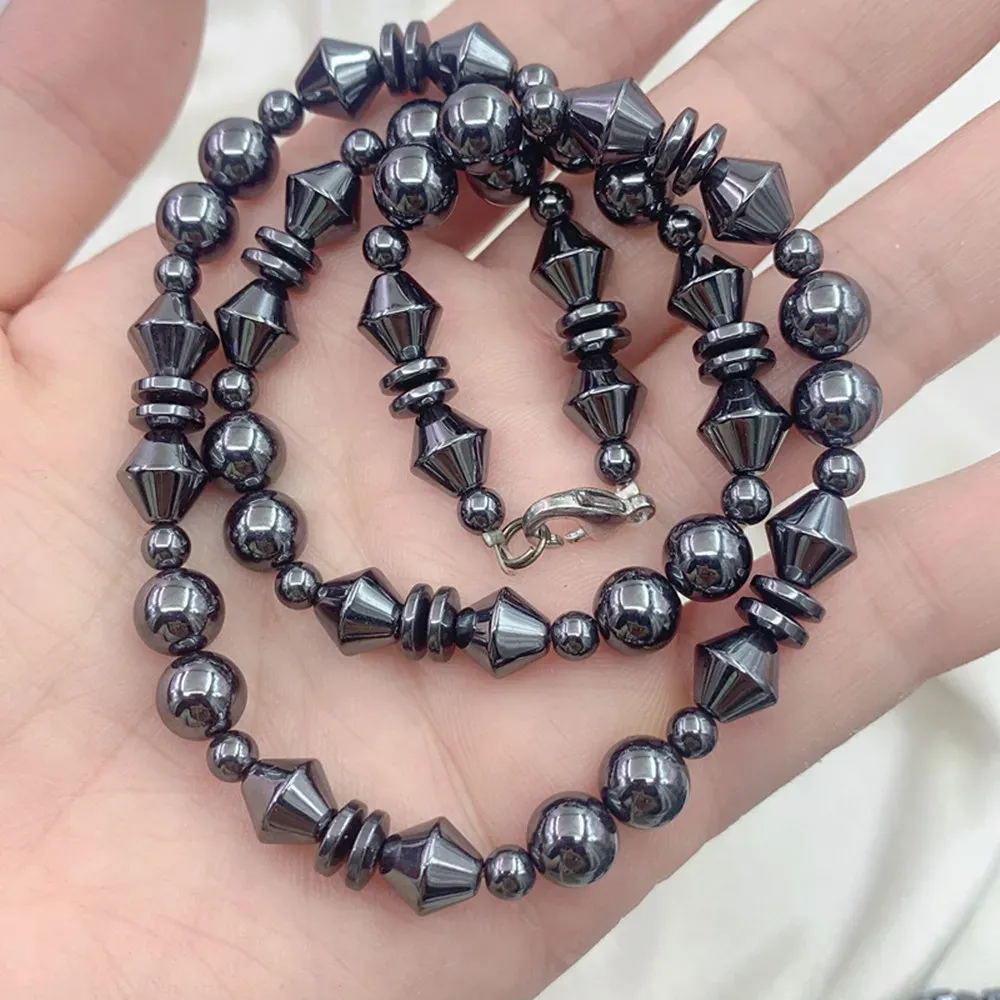 Collier de guérison en hématite avec breloques pour hommes et femmes, perles en pierre naturelle, thérapie, soulagement de l'anxiété, yoga, ras du cou, bijoux_voghion.com