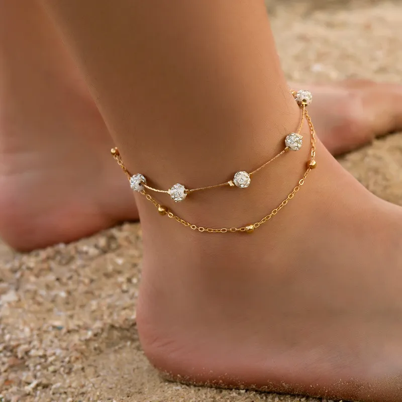 WUKALO Boho drahokamový přívěsek srdce na kotník pro ženy bohémské letní plážové náramky na kotník šperky_voghion.com