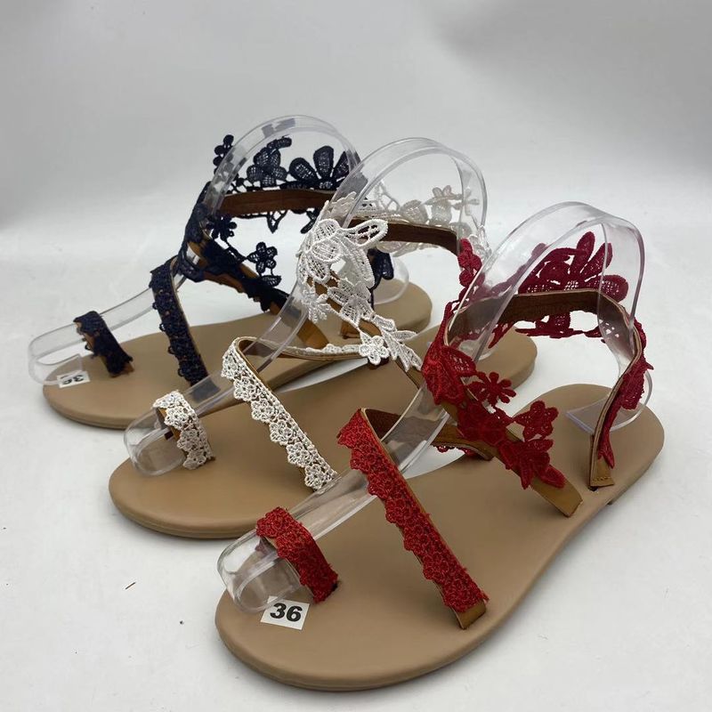 solid color open toe wer flat heel sandals large size 35-43_voghion.com