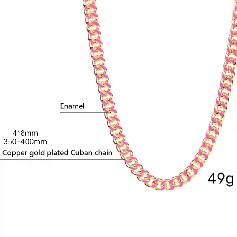 Bracciale alla caviglia con maglie cubane a goccia di petrolio alla moda, orecchini multi colore spessi, collana a catena smaltata_voghion.com
