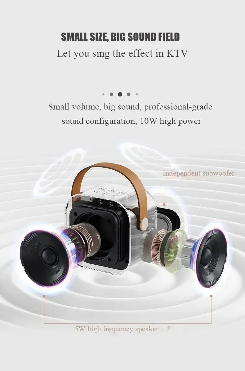 K12 Karaoke Hine Portable Bluetooth 5.3 PA Speaker System With 1-2 Wireless Microphones Home Family Singing Kids Xmas_voghion.com