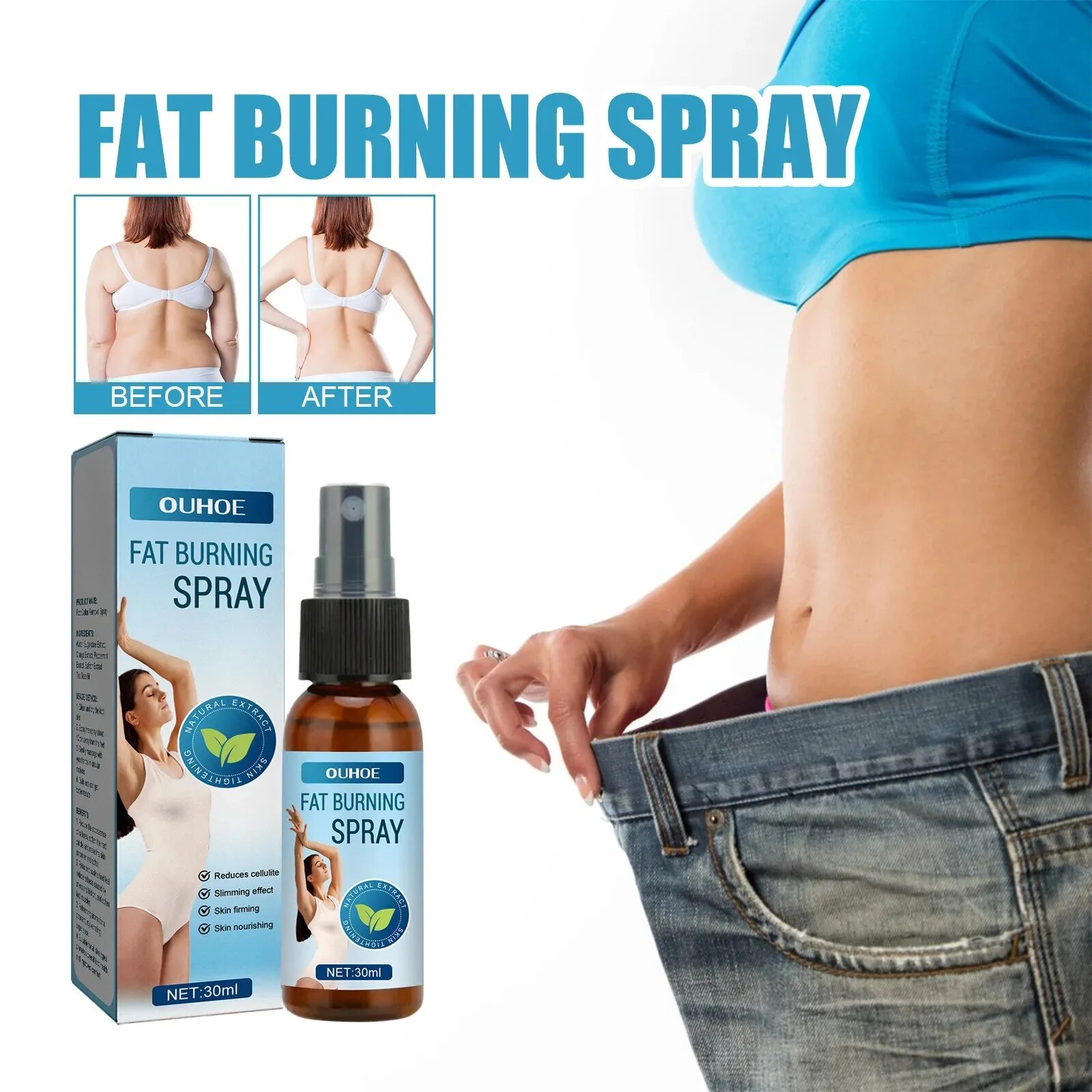 Fat Burning Spray for Belly Fat Weight Loss Reduce Cellulite Tummy Control Detox Shaping Firming Sculpting Body Slimming Spray