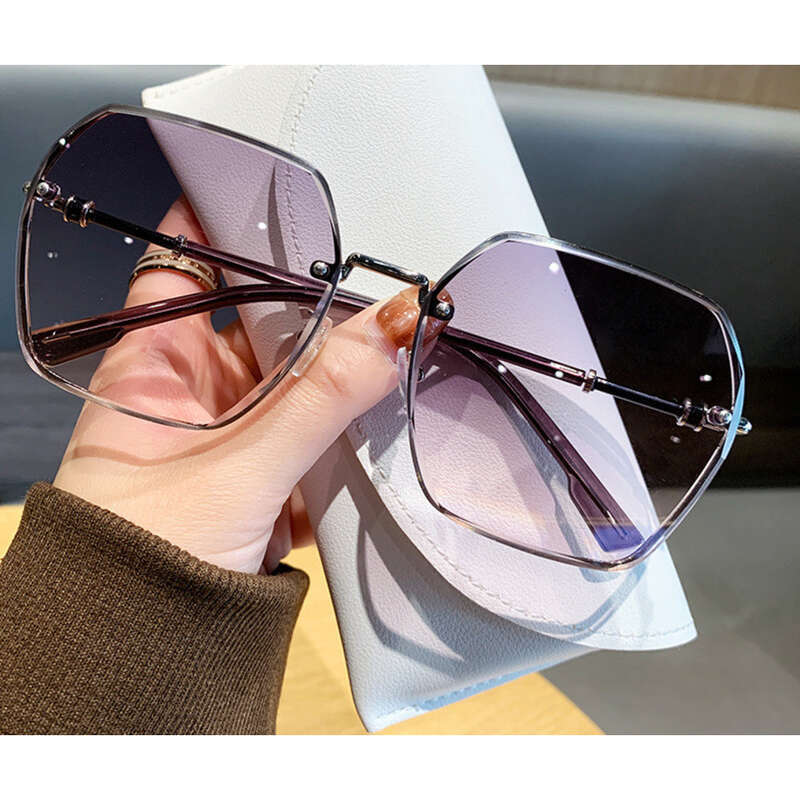 Lunettes de soleil de conduite fines et anti-ultraviolets pour femmes, tendance, haut de gamme, sans monture, à bords coupés_voghion.com