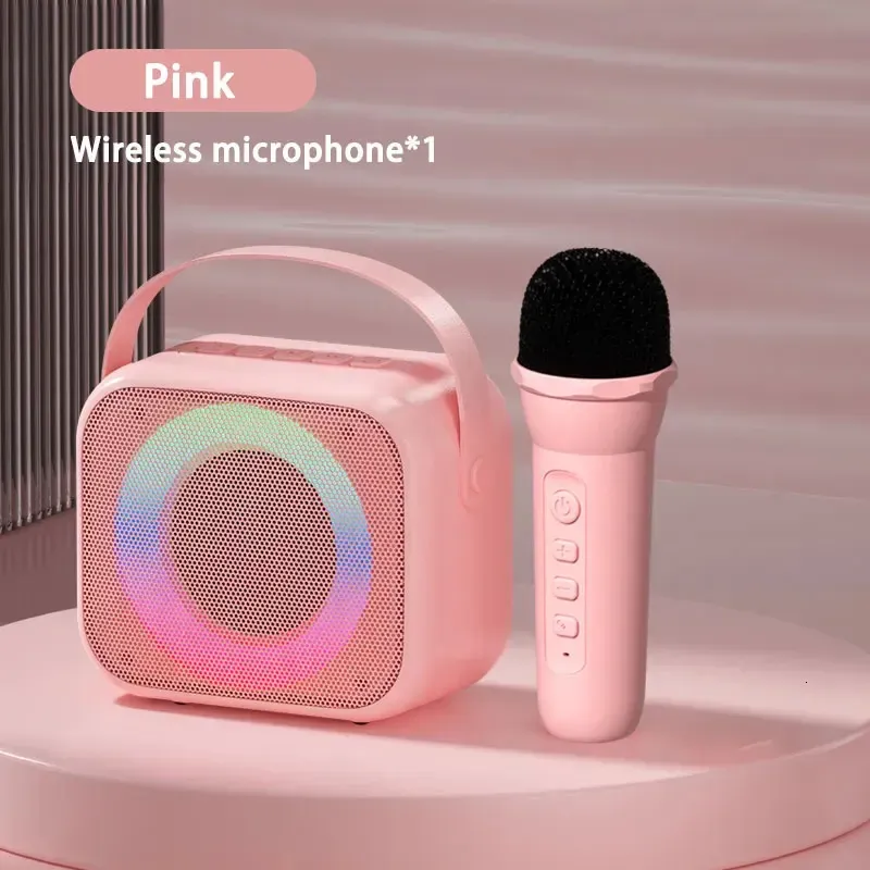Mikrofone Mini-Karaoke-Hine für Kinder Tragbarer Bluetooth-Lautsprecher mit 1-2 drahtlosen Mikrofonen für 3 4 5 Jahre Geschenke Spielzeug_voghion.com