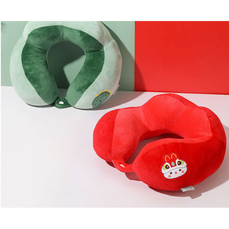 Almohada para el cuello con estampados de dinosaurio verde de dibujos animados en forma de U de camello para la oficina, para proteger la siesta, para viajes, aviones_voghion.com