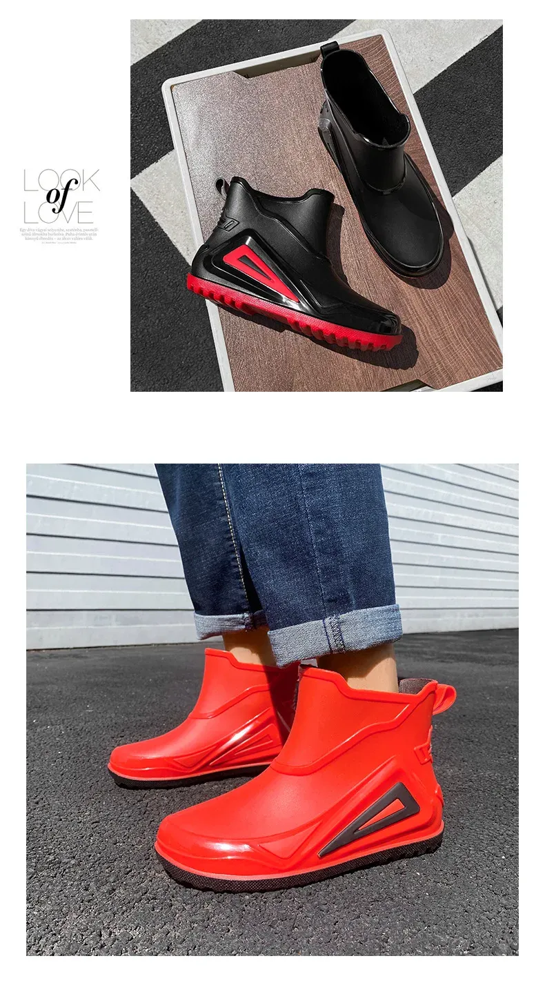 Trend 2024 New Outdoor Non-slip Hiking Durable Waterproof Rubber Fishing Shoes Shaxi Slip on Men Rain Boots_desvips.com