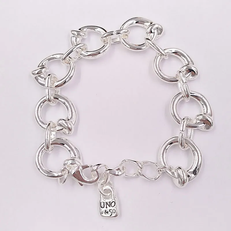 Ciondoli fai-da-te gioielli malocchio UNO de 50 NAIL ON THE HEAD Bracciale in argento sterling per donna braccialetti in metallo perline a catena a mano set di perline_voghion.com