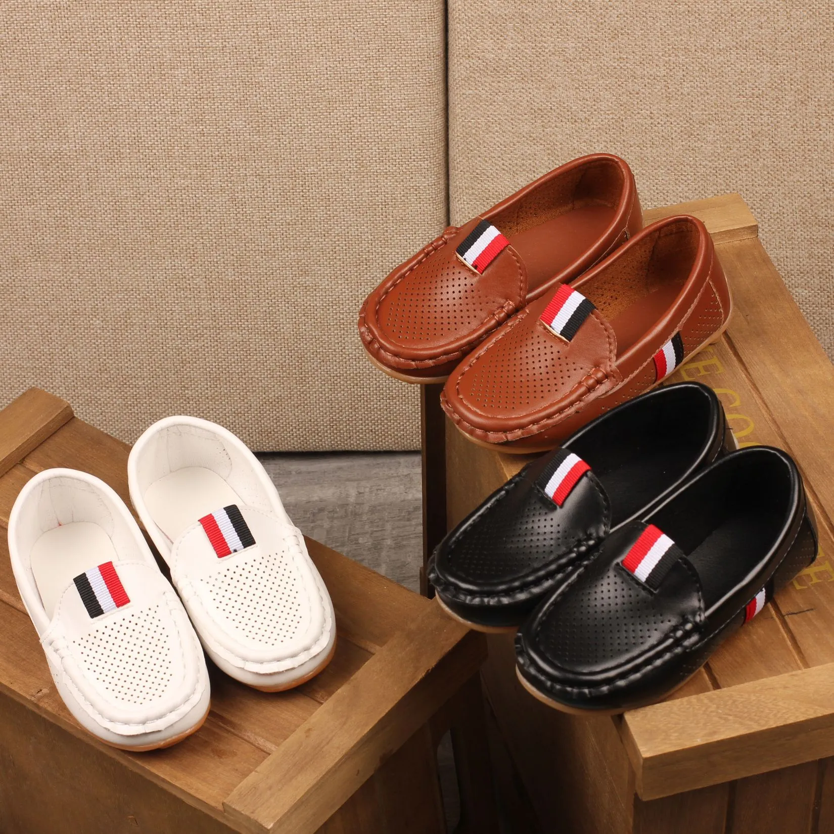Kinder PU Leder Jugend Casual Style Weiche Bequeme Halbschuhe Schlupfschuhe Kleinkinder Schuhe Größe 21 - 36_voghion.com