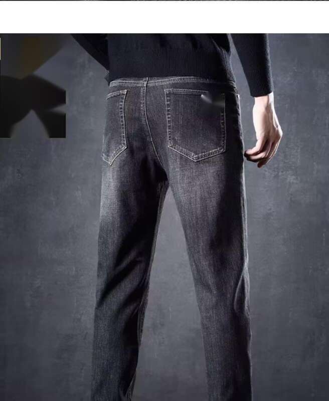 High End Thickened Jeans With Plush 2025 New Winter Loose Straight Leg Warm Casual Long Pants For Men_voghion.com